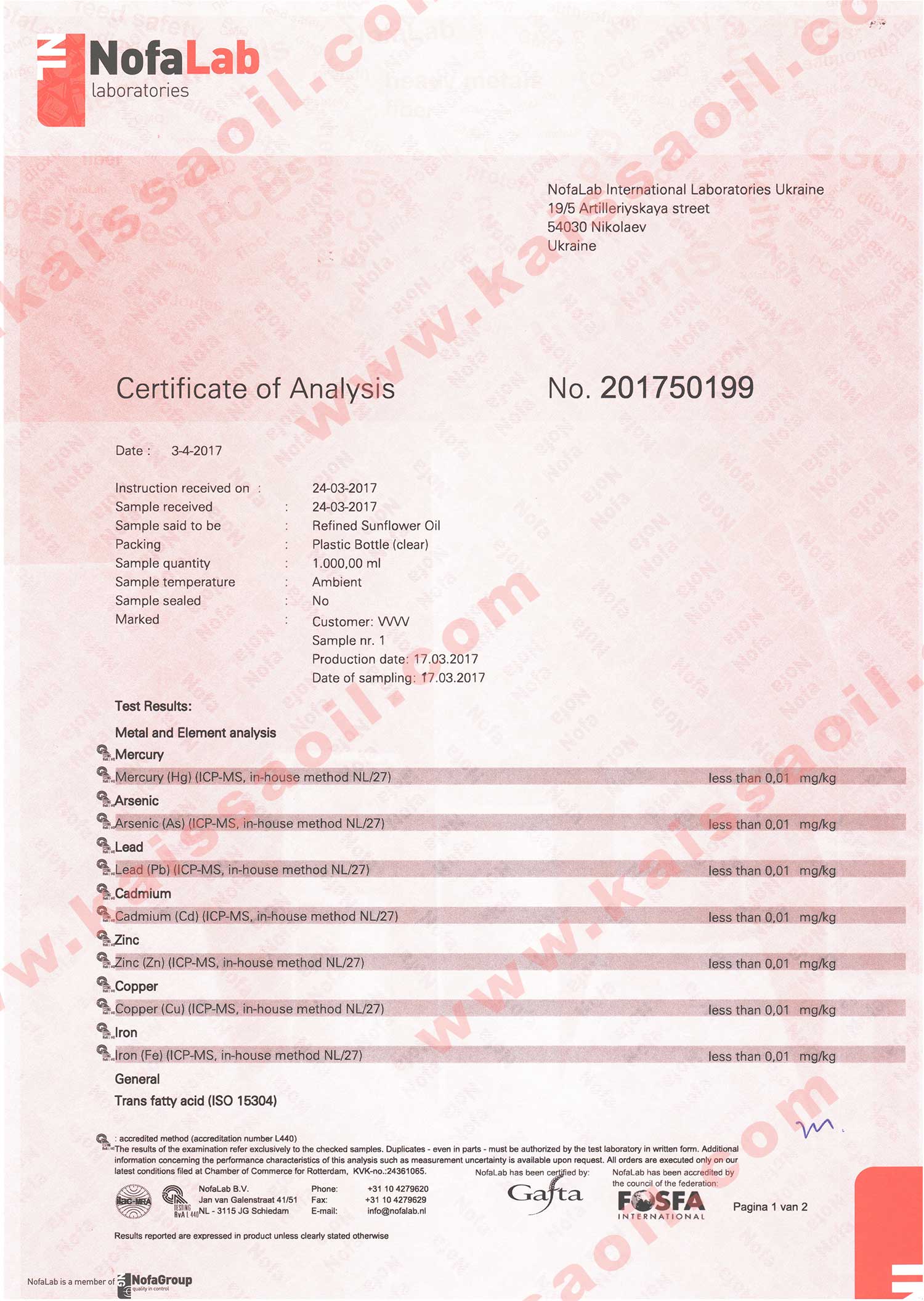 Certificate ISO15304